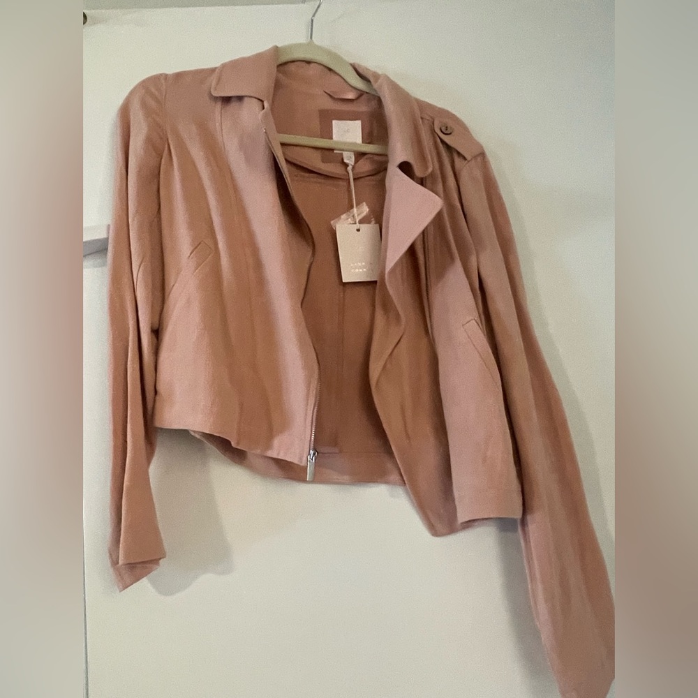 NWT LC Lauren Conrad Fabric Moto Jacket Size XS in Peach